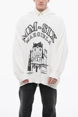 MM6 Felpa Con Cappuccio in Maglia Di Cotone Stampata