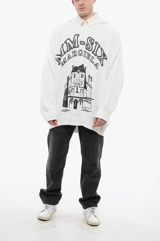 MM6 Felpa Con Cappuccio in Maglia Di Cotone Stampata