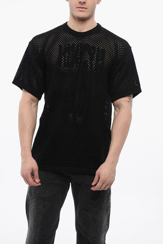 MM6 Crew Neck Openwork Cotton Sweater