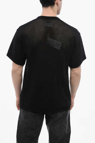 MM6 Crew Neck Openwork Cotton Sweater