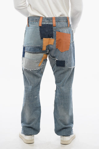 RE-EDITION Patchwork Denims with Fringed Hem 26cm
