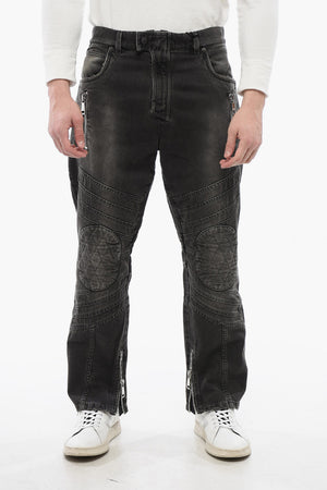Jeans Biker Straight Fit con Zip alla Caviglia 20cm