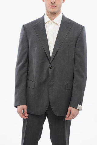 Single-breasted Virgin Wool Suit with Notch Lapel