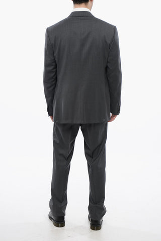 Single-breasted Virgin Wool Suit with Notch Lapel