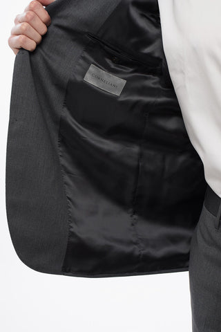 Single-breasted Virgin Wool Suit with Notch Lapel