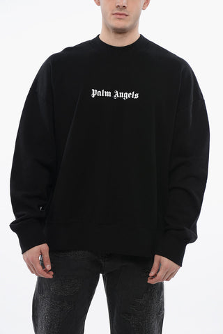 Logo Print Brushed Cotton Crewneck Sweatshirt