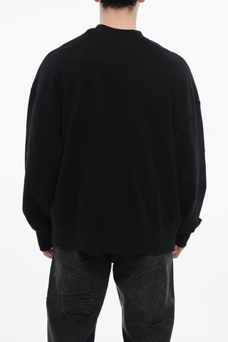 Logo Print Brushed Cotton Crewneck Sweatshirt