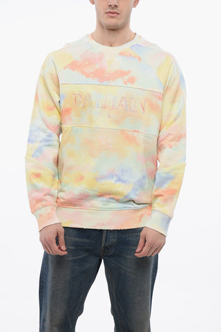 Logoed Sweatshirt with Distressed Trims