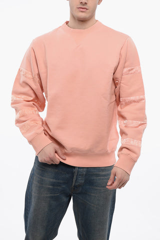 Felpa Girocollo in Cotone Garzato con Dettagli Monogram