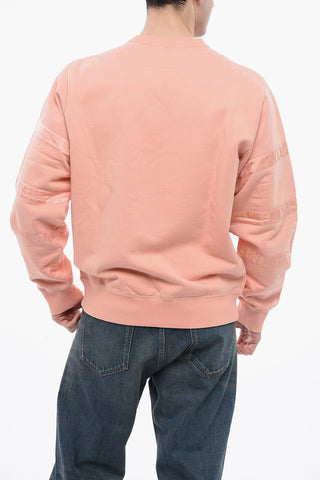 Felpa Girocollo in Cotone Garzato con Dettagli Monogram