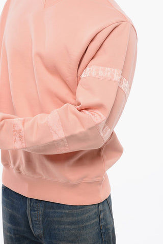 Felpa Girocollo in Cotone Garzato con Dettagli Monogram