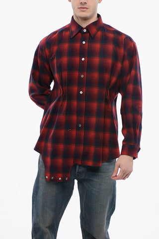 Wool Chekered Shirt With Gathered Details