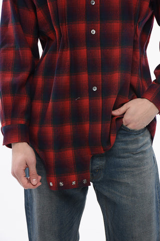 Wool Chekered Shirt With Gathered Details