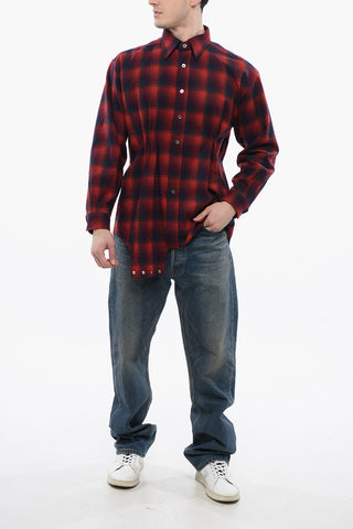 Wool Chekered Shirt With Gathered Details