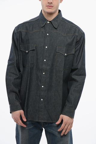 Raw Wash Denim Shirt With Front Pockets