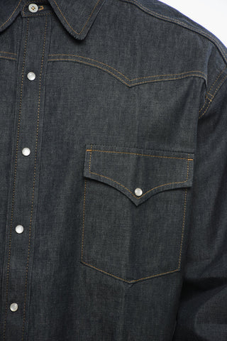 Raw Wash Denim Shirt With Front Pockets