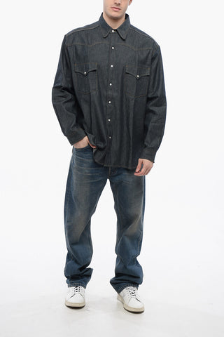 Raw Wash Denim Shirt With Front Pockets