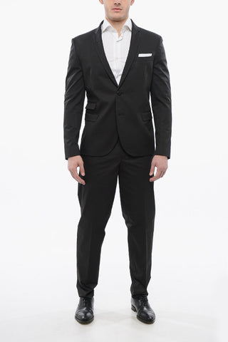3-Pocketed Tech Cotton Suit with Notch Lapel