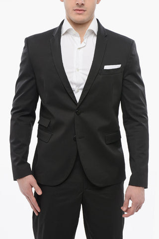 3-Pocketed Tech Cotton Suit with Notch Lapel