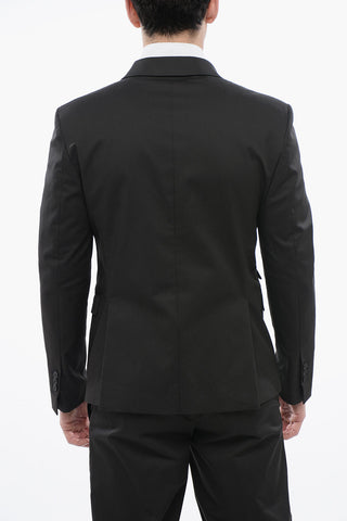 3-Pocketed Tech Cotton Suit with Notch Lapel