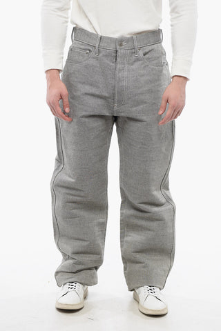 MM0 Pantaloni Straight Fit in Cotone Micro Herringbone