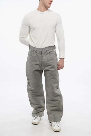 MM0 Pantaloni Straight Fit in Cotone Micro Herringbone