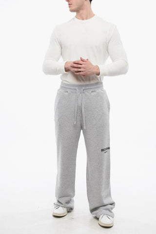 Distressed Wide-Leg Joggers with Graphic Print 