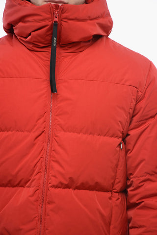 Hooded Quilted Down Jacket with Front Zip