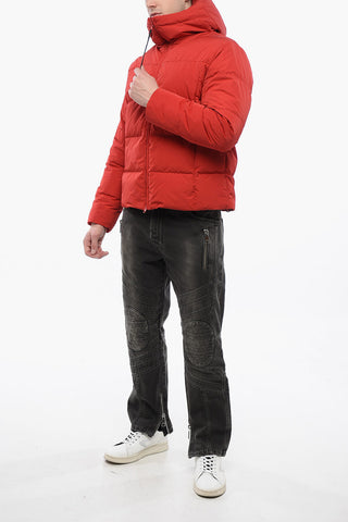 Hooded Quilted Down Jacket with Front Zip