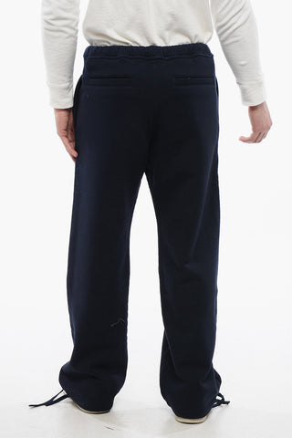 Fleeced Cotton DIOR47 Sweatpants with Drawstringed Ankle