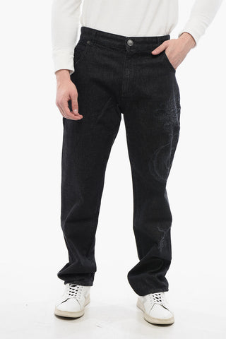 Straight Denims with Dragon Motif