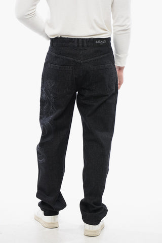 Straight Denims with Dragon Motif