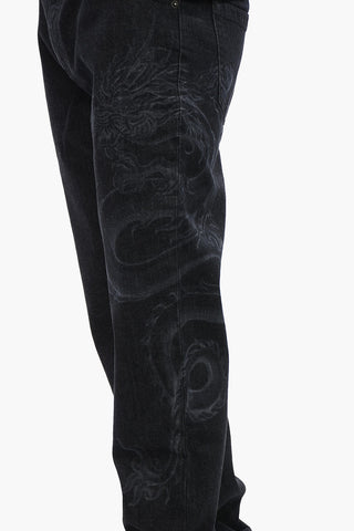 Straight Denims with Dragon Motif