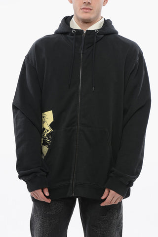 MM1 Cotton DEFILÈ Hoodie with Front Zip and Print