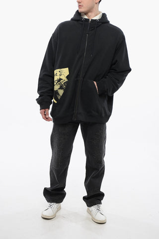 MM1 Cotton DEFILÈ Hoodie with Front Zip and Print