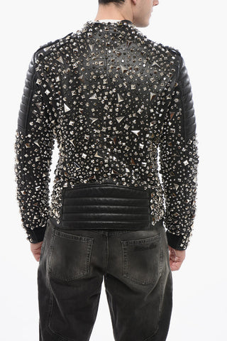Leather HOLY LIFE Biker Jacket with Studs All-Over