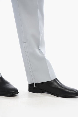 Virgin Wool Chino Pants with Ankle Zip