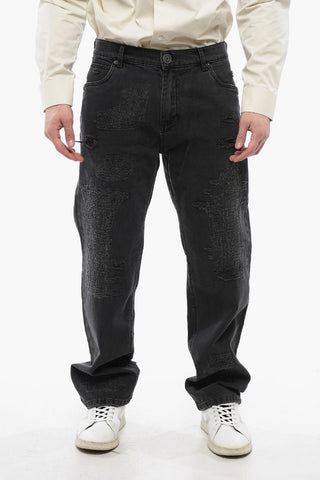 Distressed Straight-leg Denims