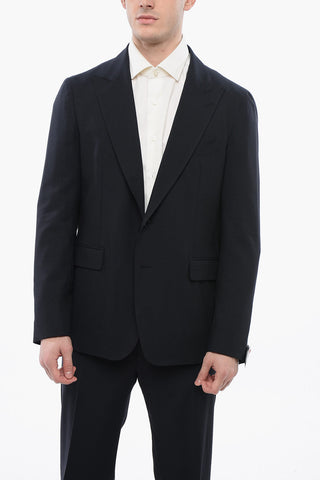 2-Piece Wool Blend Suit with Peak Lapel