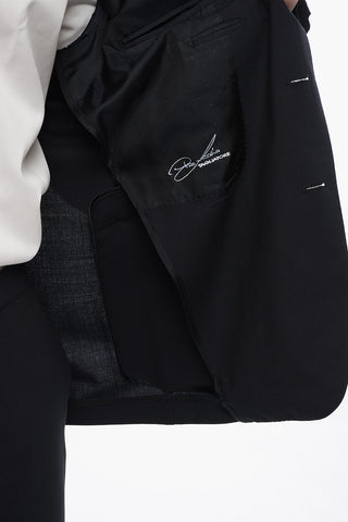 2-Piece Wool Blend Suit with Peak Lapel