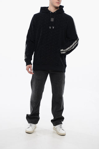 Hoodie Sweatshirt with Flocked Monogrammed Motif