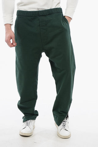Brushed Cotton Joggers With Botton Zips