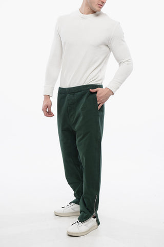 Brushed Cotton Joggers With Botton Zips