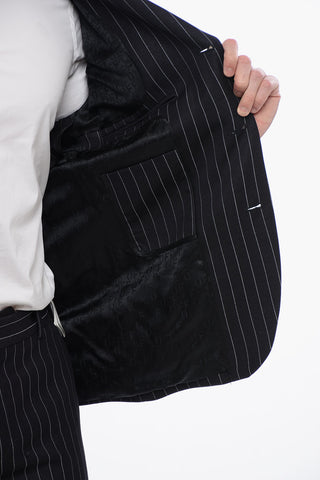 Pinstriped Blazer 23 with Flap Pockets
