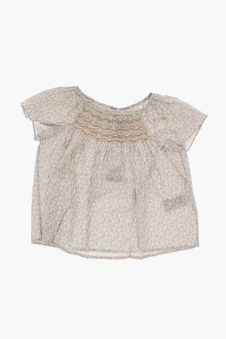 플로럴 블라우스 앞 드레이핑