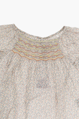 플로럴 블라우스 앞 드레이핑