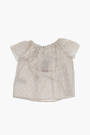 플로럴 블라우스 앞 드레이핑