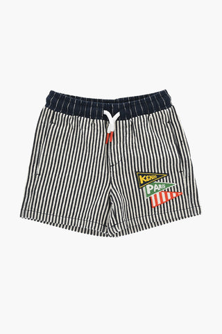 Striped Shorts with Logoed Patches