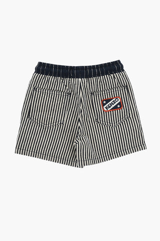 Striped Shorts with Logoed Patches