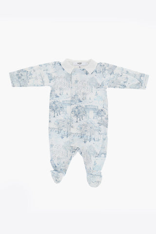 Romper Suit Hat and DOU DOU Set with Toile de Jouy Motif